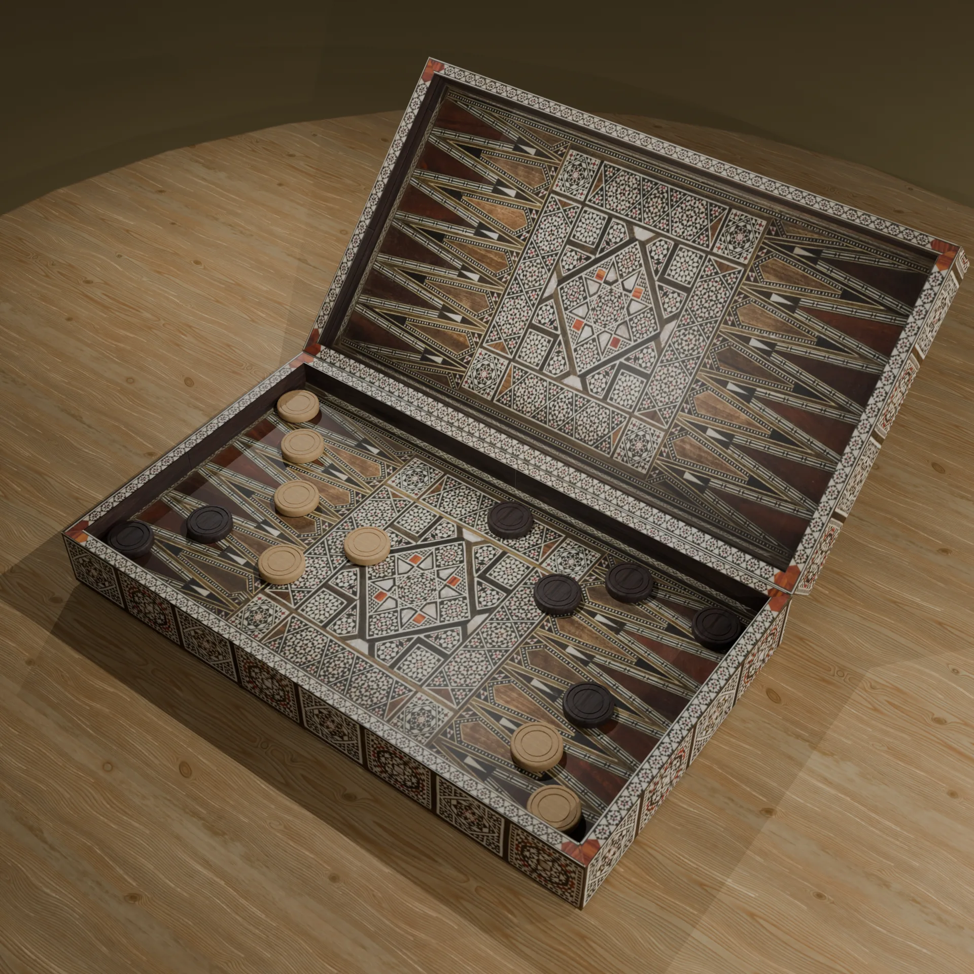 3D rendered backgammon board — classic game model