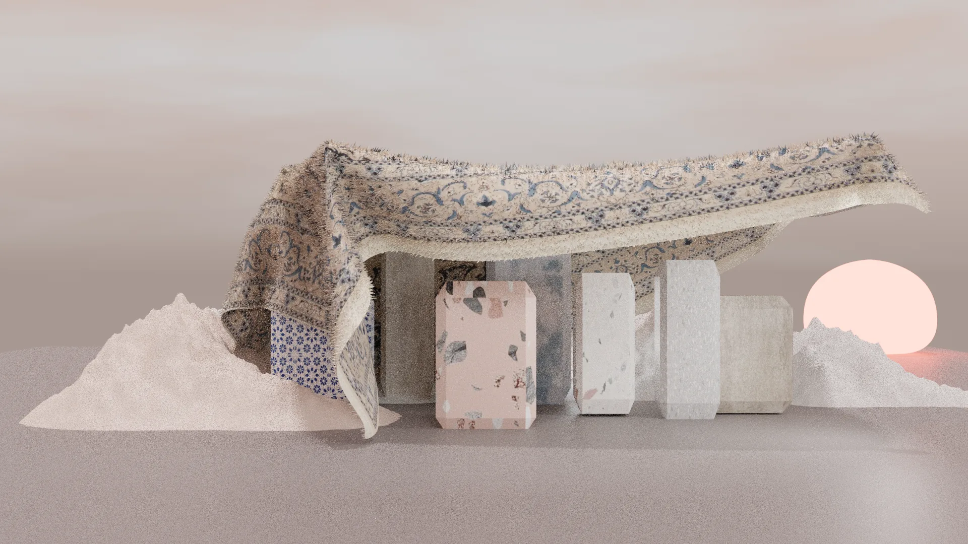 3D rendered carpet — detailed textile simulation